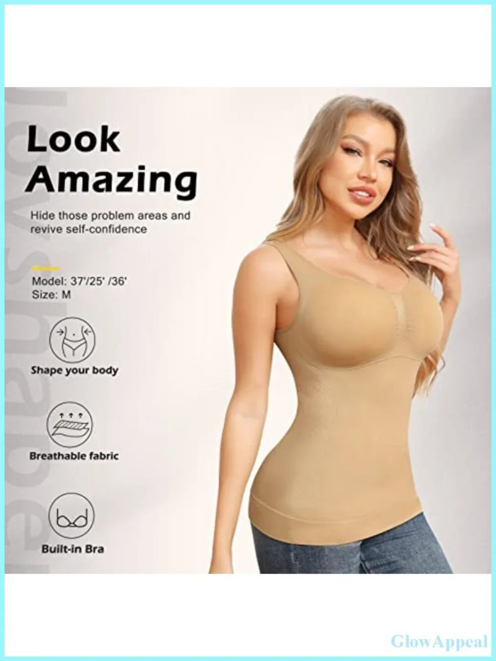 Shapewear Camisole with Built-in Bra Tummy Control Tank Top
